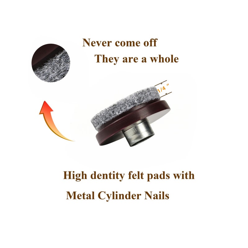 Furnigear Nail-On Felt Pads Heavy Duty Furniture Pads Chair Slides Glides for Hard Floor Surfaces â€“Floor Protectors Protect Your Hardwood Flooring from Scratches (3/4", 24 Pack-Brown) - Image 3